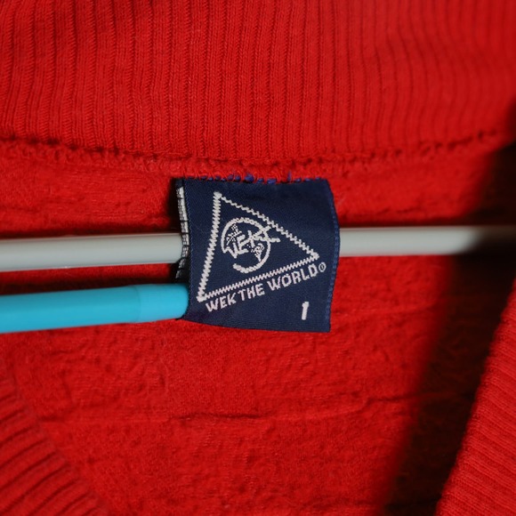 Wek The World Sweater Vest Mens XL Red Squared Sleeveless Pullover 90s Vintage - Picture 3 of 4